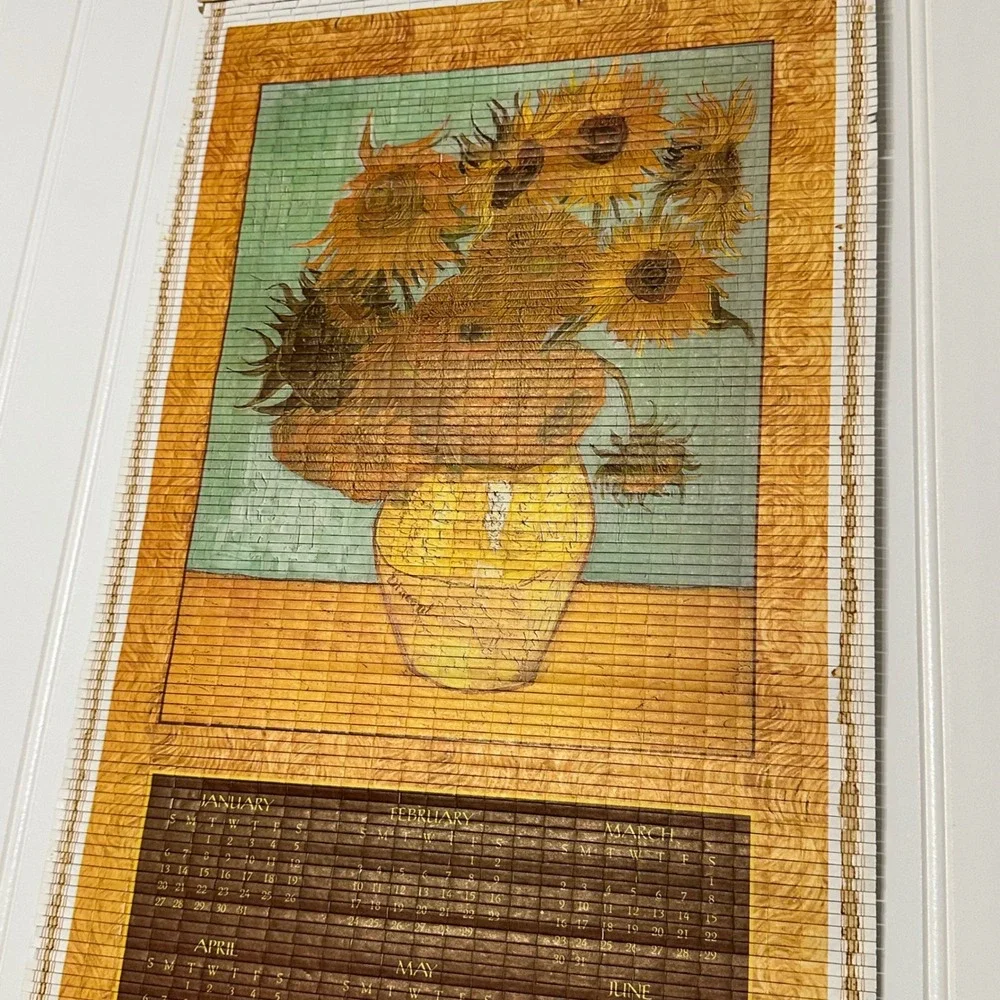 Vincent van Gogh Bamboo Wall Scroll Calendar Set 2007 2008 Sunflowers Irises Art
